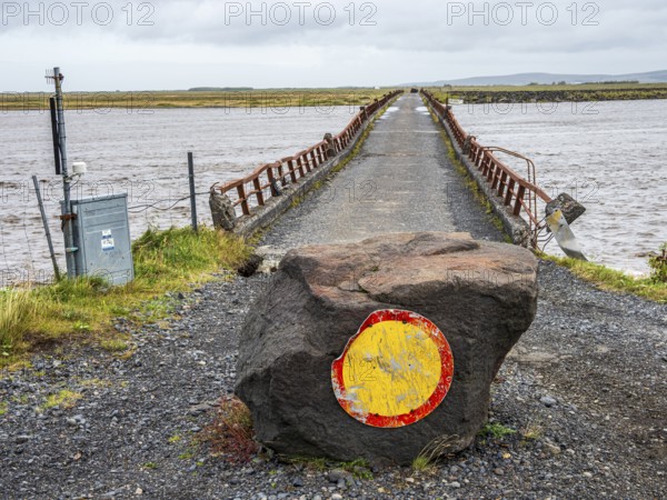 Historic bridge of ring road no. 1, crossing river Markarfljot, southern coast, Iceland, Europe