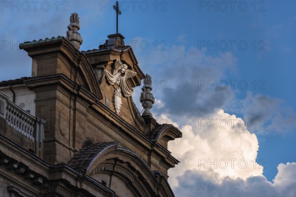 Relief at the Complesso di San Firenze, cloud, weather, light mood, architecture, travel, tourism, Florence, Italy, Europe