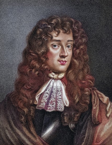 John Wilmot 2nd Earl of Rochester 1647, 1680 English libertine and writer of satirical and bawdy poetry, John Wilmot 2nd Earl of Rochester 1647, 1680 English libertine and writer of satirical and bawdy poetry From the book A catalogue of Royal and Noble Authors Volume III published 1806, Historic, digitally restored reproduction from a 19th century original, Record date not stated