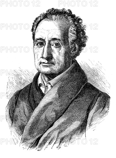 Johann Wolfgang Goethe, from 1782 von Goethe, 28 August 1749, 22 March 1832, a German poet and naturalist, Historical, digital reproduction of an original from the 19th century
