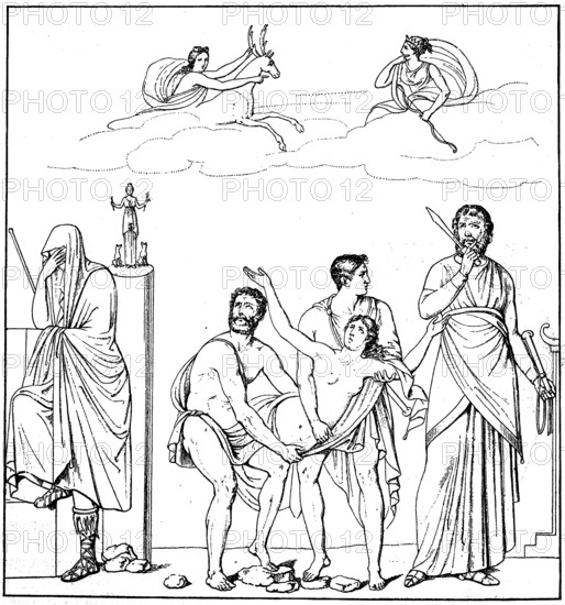 The Sacrifice of Iphigenia, after a wall painting from Pompeii, Italy, illustration from 1890, historical, digital reproduction of an original from the 19th century, Europe