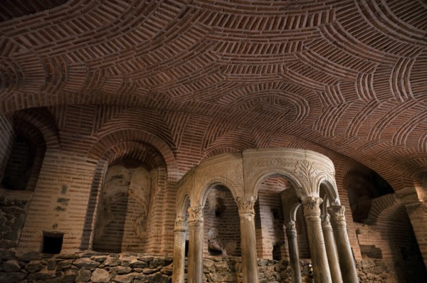 Interior view of the crypt ceiling, remains of the Roman baths, Hagios Demetrios church, also known as Agios Dimtrios or Demetrios basilica, Thessaloniki, Macedonia, Greece, Europe