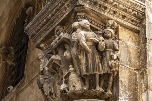 Sculptures at the Rector's Palace in Dubrovnik, Croatia, Europe