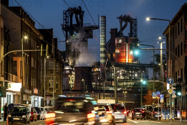 Duisburg steel site, ThyssenKrupp Steel steelworks, blast furnaces 8 and 9, Friedrich-Ebert-Straße in Duisburg Beeck, North Rhine-Westphalia, Germany, Europe