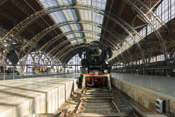 Old locomotive, Leipzig Central Station, Saxony, Germany, Europe