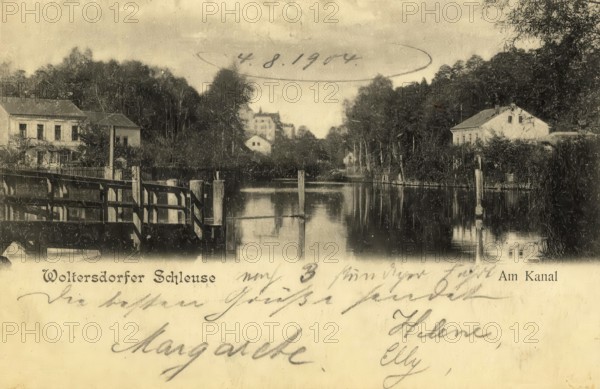 Historical postcard, picture postcard, Woltersdorfer Schleuse, Brandenburg, Germany, digitally enhanced reproduction of an original from around 1900, picture postcard, Europe