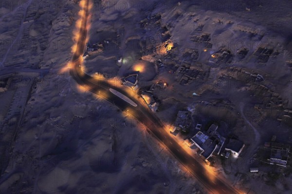 Illuminated street in Luxor and Thebes, Africa, Upper Egypt, Egypt, Africa