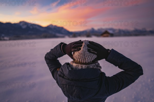 Winter landscape in the Allgäu near Halblech at sunrise