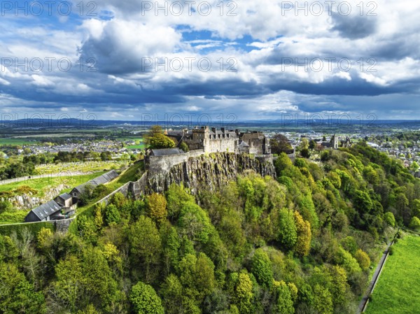 Stirling Castle from a drone, Stirling, Scotland, England, United Kingdom, Europe