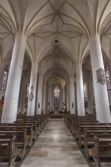 Interior of the town parish church of St. Jakob, Schrobenhausen, Upper Bavaria, Germany, Europe