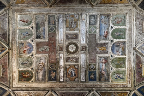 Ceiling fresco in a room of the Villa del Principe, Palazzo di Andrea Doria, Piazza dei Principe, Genoa. Italy