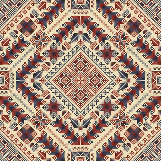 Embroidery Tatreez pattern, Palestinian fashion vector ornament