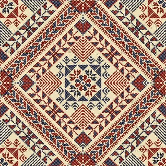 Embroidery Tatreez pattern, Palestinian fashion vector ornament