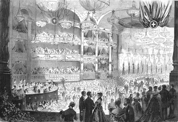 Opera Ball, organised by the International Relief Society for the Wounded, 1865, Paris, France, Historic, digitally restored reproduction of a 19th century original, exact original date unknown, Europe