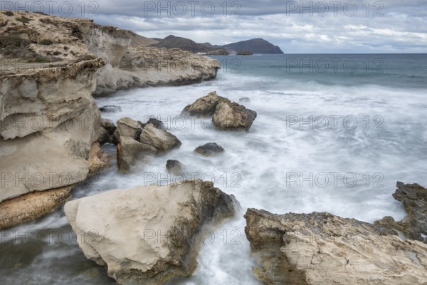 Playa Los Escullos, Cabo de Gata, Los Escullos, Playa del Arco, El Arco beach, Cabo de Gata-Nijar Natural Park, Almeria, Andalusia, Spain, Europe