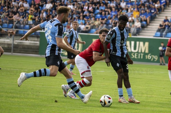 Football: Waldhof Mannheim against RWD Molenbeek Belgium in Mannheim (preparation match for the 2024/25 season) . Picture: Lukas Klünter (24, Mannheim)