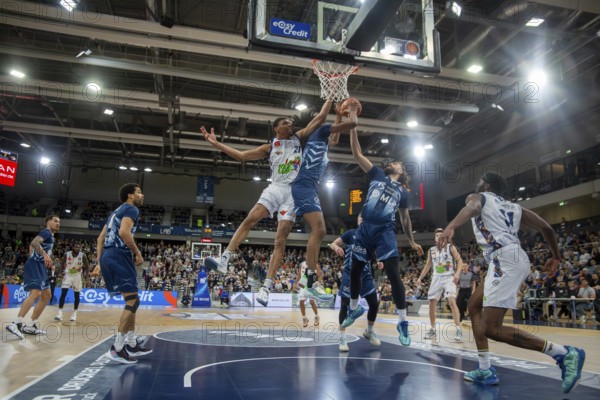 16.03.2024, easy Credit BBL, German Basketball League, Matchday 24) : Game scene MLP Academics Heidelberg against Rostock Seawolves (final score 88:86)