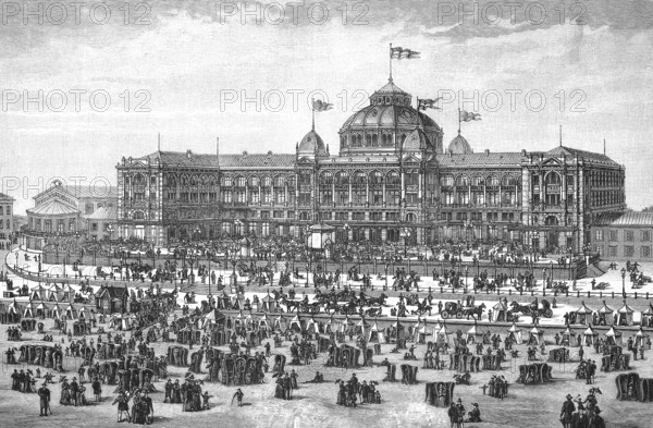Scheveningen lido on the North Sea in 1898, Holland, digital reproduction of an original from the 19th century, historical