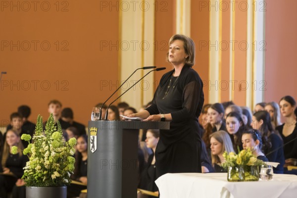Cornelia Seibeld, President of the House of Representatives, speaking at the commemorative event organised by the Senate and the Berlin House of Representatives to mark the 80th anniversary of the end of the Second World War, Berlin, 7 May 2025