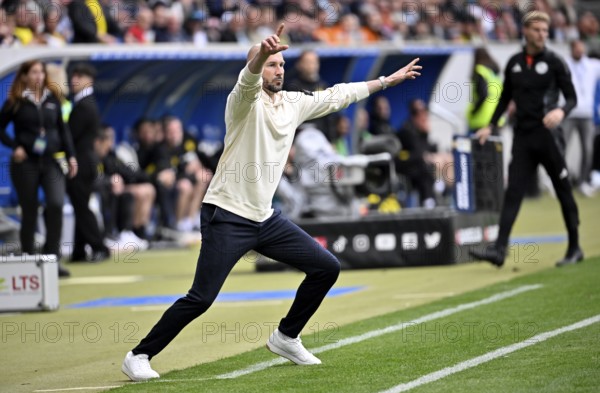 Goal celebration Coach Christian Ilzer TSG 1899 Hoffenheim PreZero Arena, Sinsheim, Baden-Württemberg, Germany, Europe