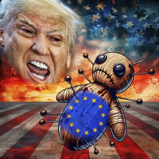 Symbolic image, democracy versus autocracy, US democracy in danger, EU and Germany as scapegoats, industry, Donald Trump, tariff threats, Elon Musk, Mark Zuckerberg, social networks, fake news, rights broken, hate, hate speech, DSG Digital Services Act, re-election, USA, politics, announcements, vendetta, wanted dictator, Republicans, US electoral system, global danger, lies, 2nd term, global burden, Ukraine war, storming White House, North America