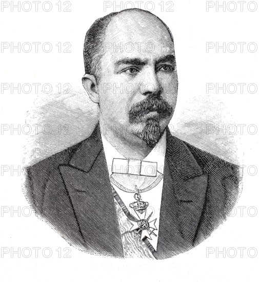 Stefan Nikolov Stambolov, 31 January 1854 - 18 July 1895, Prime Minister of Bulgaria, one of the most important founders of modern Bulgaria, long-time leader of the People's Liberal Party and one of the apostles of freedom of the April Uprising of 1876, digital reproduction of an original from the 19th century, historical