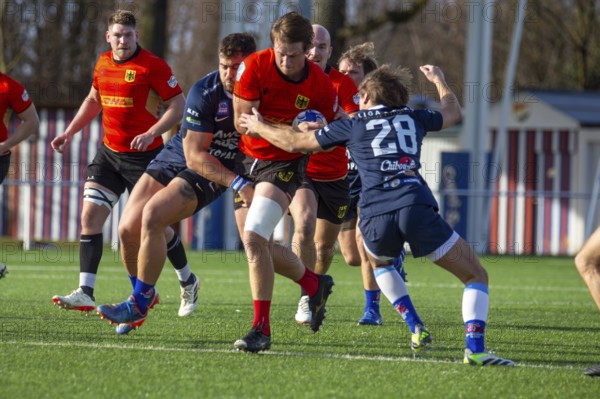 Rugby: Germany against MKS Pogon Awenta Siedlce, Poland in Heidelberg (test match of the German national rugby team in preparation for the upcoming World Cup qualifiers)