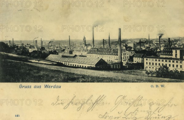 Historical postcard, picture postcard, Werdau, Saxony, Germany, digitally enhanced reproduction of an original from around 1900, picture postcard, Europe