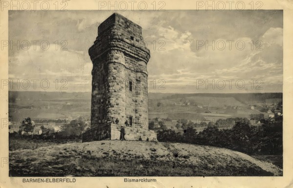Historical postcard, picture postcard, Bismarck Tower near Barmen-Elberfeld, today Wuppertal, North Rhine-Westphalia, Germany, digitally enhanced reproduction of an original from around 1900, picture postcard, Europe