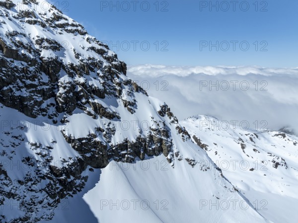 Flank with ascent route, Piz Kesch mountain peak, Grisons Haute Route, Albula Alps, Rhaetian Alps, Grisons, Eastern Switzerland, Switzerland, Europe