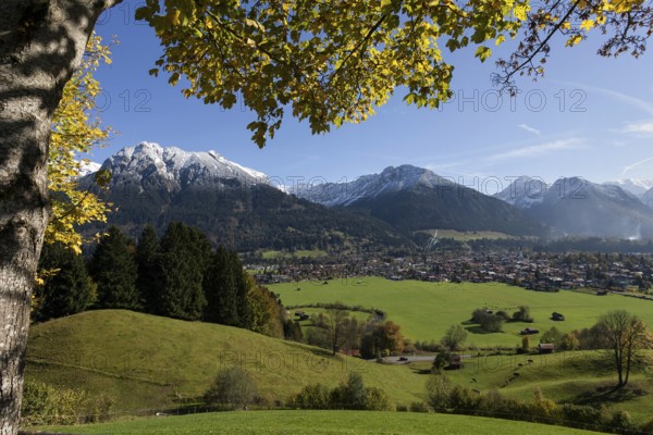 View of Oberstdorf and the Allgäu Alps from the Allgäuer Bergbad, Oberallgäu, Bavaria, Germany, Europe