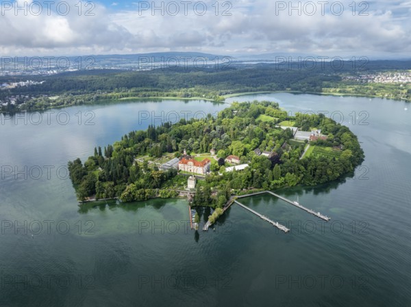 Aerial view of the island of Mainau in Lake Constance, district of Constance, Baden-Württemberg, Germany, Europe