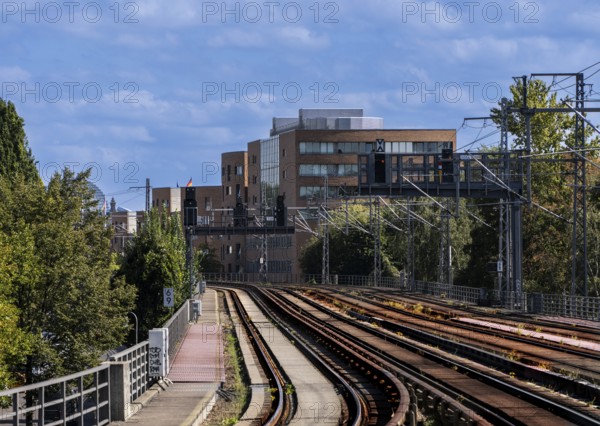 View of the railway tracks and the city from Hakescher Markt station, Berlin, Germany, Europe