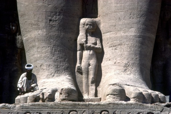 Feet of a 20 metre high royal figure at the South Temple inAbu Simbel, Egypt, Africa
