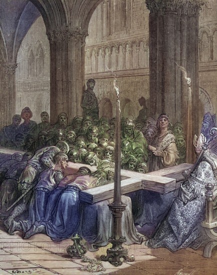 The Discovery of the True Cross, Historical, digitally restored reproduction from a 19th century original, Record date not stated