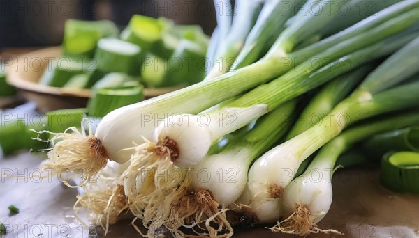 Vegetable, spring onion or spring onion, also known as winter onion, Allium fistulosum