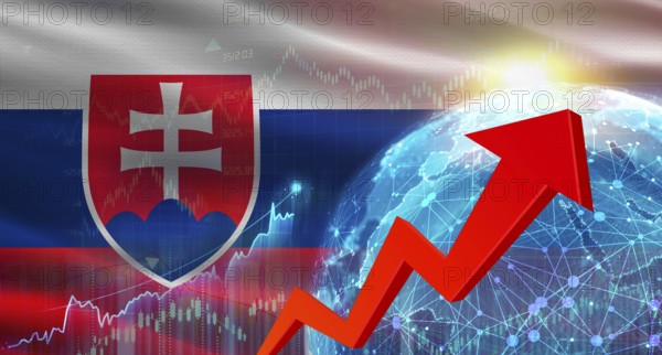 Global financial growth with Slovakia flag. Financial growth with Slovakia flag on economic background
