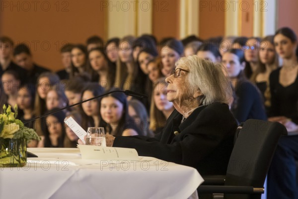 Margot Friedländer, Holocaust survivor and honorary citizen of the city of Berlin, at a reading as part of the commemorative event organised by the Senate and Berlin House of Representatives to mark the 80th anniversary of the end of the Second World War, Berlin, 7 May 2025
