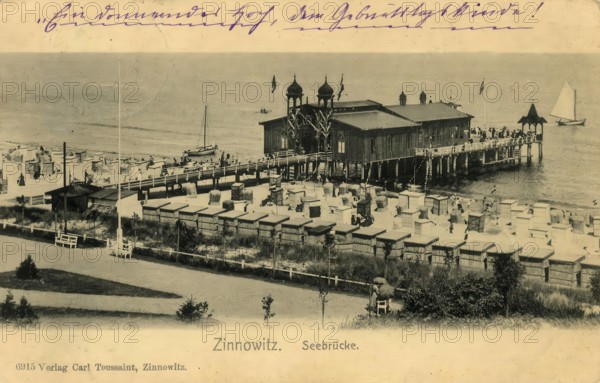 Historical postcard, picture postcard, Baltic resort Zinnowitz, Mecklenburg-Vorpommern, Germany, digitally enhanced reproduction of an original from around 1900, picture postcard, Europe