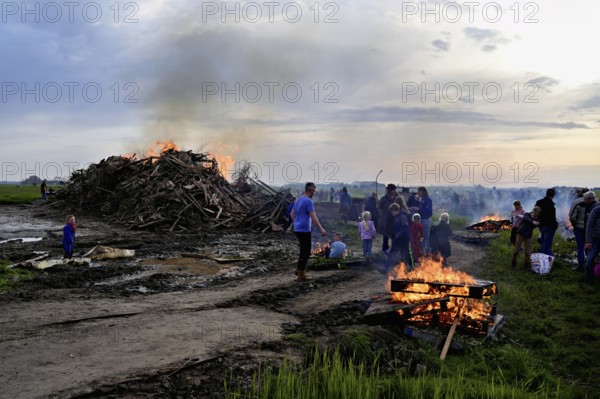 Celebration of the beginning of spring and light with a bonfire, in Dutch also Meierblis, Oudeschild, Texel, West Frisian Islands, province of North Holland, Netherlands