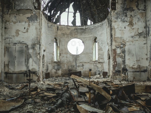 Destroyed church, Staryi Saltiv, Ukraine, Europe
