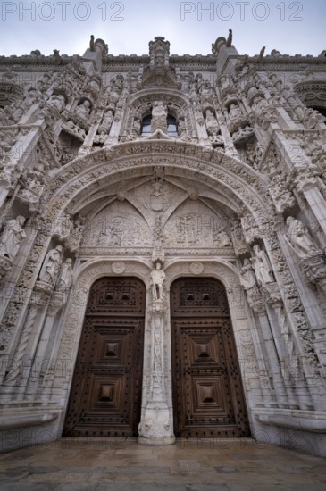 South portal, tympanum, Hieronymite monastery Mosteiro dos Jerónimos, also known as Mosteiro de Belém, Belém, Lisbon, Portugal, Europe