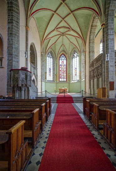 Church of St Jacob on the market square, interior view, Köthen, Saxony-Anhalt, Germany, Europe