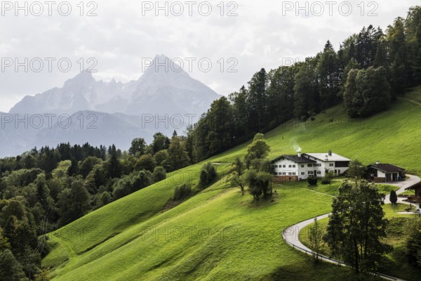 Maria Gern, view of the Watzmann, Berchtesgarden Alps, Berchtesgaden, Berchtesgadener Land, Upper Bavaria, Bavaria, Germany, Europe