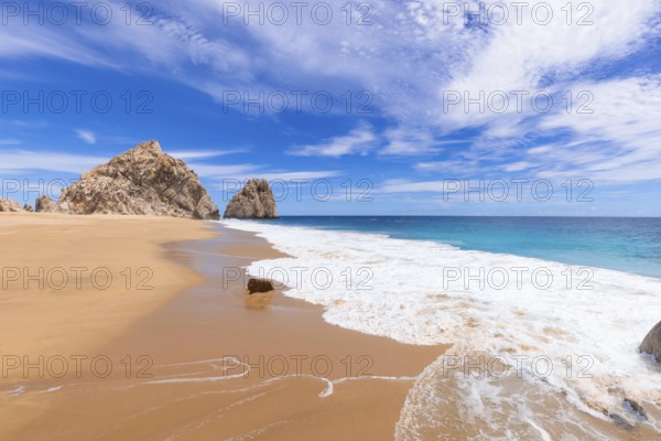 Mexico, Los Cabos travel destination Playa Divorcio and Playa Amantes near Arch of Cabo San Lucas, Central America