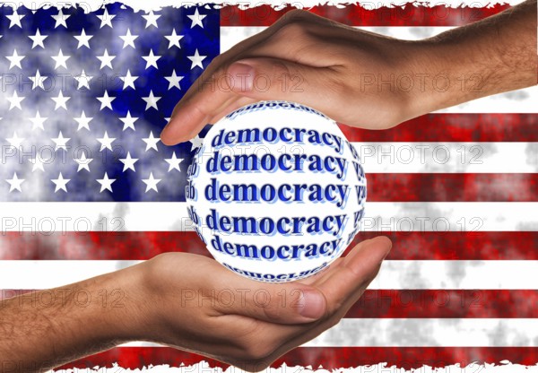 Symbolic image, democracy versus autocracy, US democracy in danger, EU and Germany under political pressure, industry, Donald Trump, tariff threats, Elon Musk, Mark Zuckerberg, social networks, fake news, rights broken, hate, hate speech, DSG Digital Services Act, re-election, USA, politics, announcements, vendetta, wanted dictator, Republicans, US electoral system, global danger, lies, 2nd term, global burden, Ukrainian war, storming White House, North America