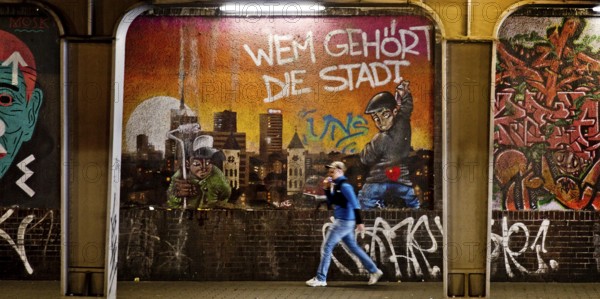 Artistically designed subway, Light in the Tunnel campaign with Klaus Klinger, Ellerstrasse, Düsseldorf, North Rhine-Westphalia, Germany, Europe