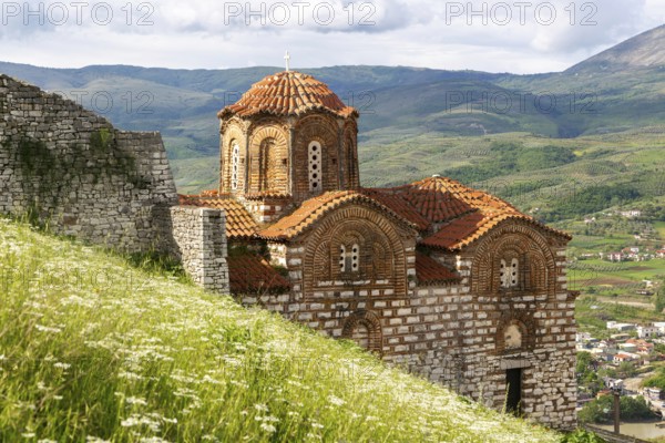 Byzantine architecture of Holy Trinity church, Citadel of Berat Castle, UNESCO World Heritage Site, Berat, Albania, Europe