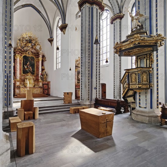 Interior view with high altar of the Namen-Jesu-Kirche, Bonn, North Rhine-Westphalia, Germany, Europe