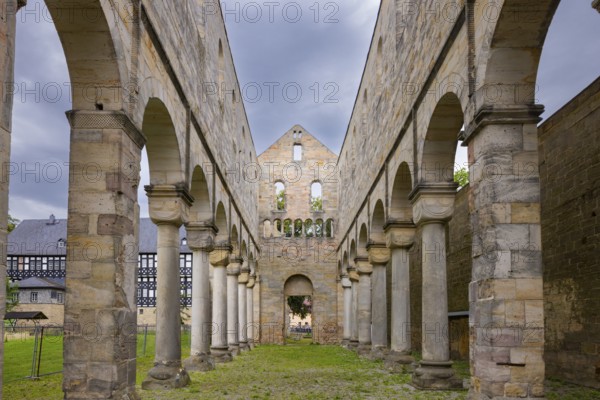 Paulinzella Monastery is a former Benedictine abbey, founded as a double monastery in Paulinzella in the Rottenbach Valley in Thuringia. The ruins of the monastery church are one of the most important Romanesque buildings in Germany, Paulinzella, Thuringia, Germany, Europe